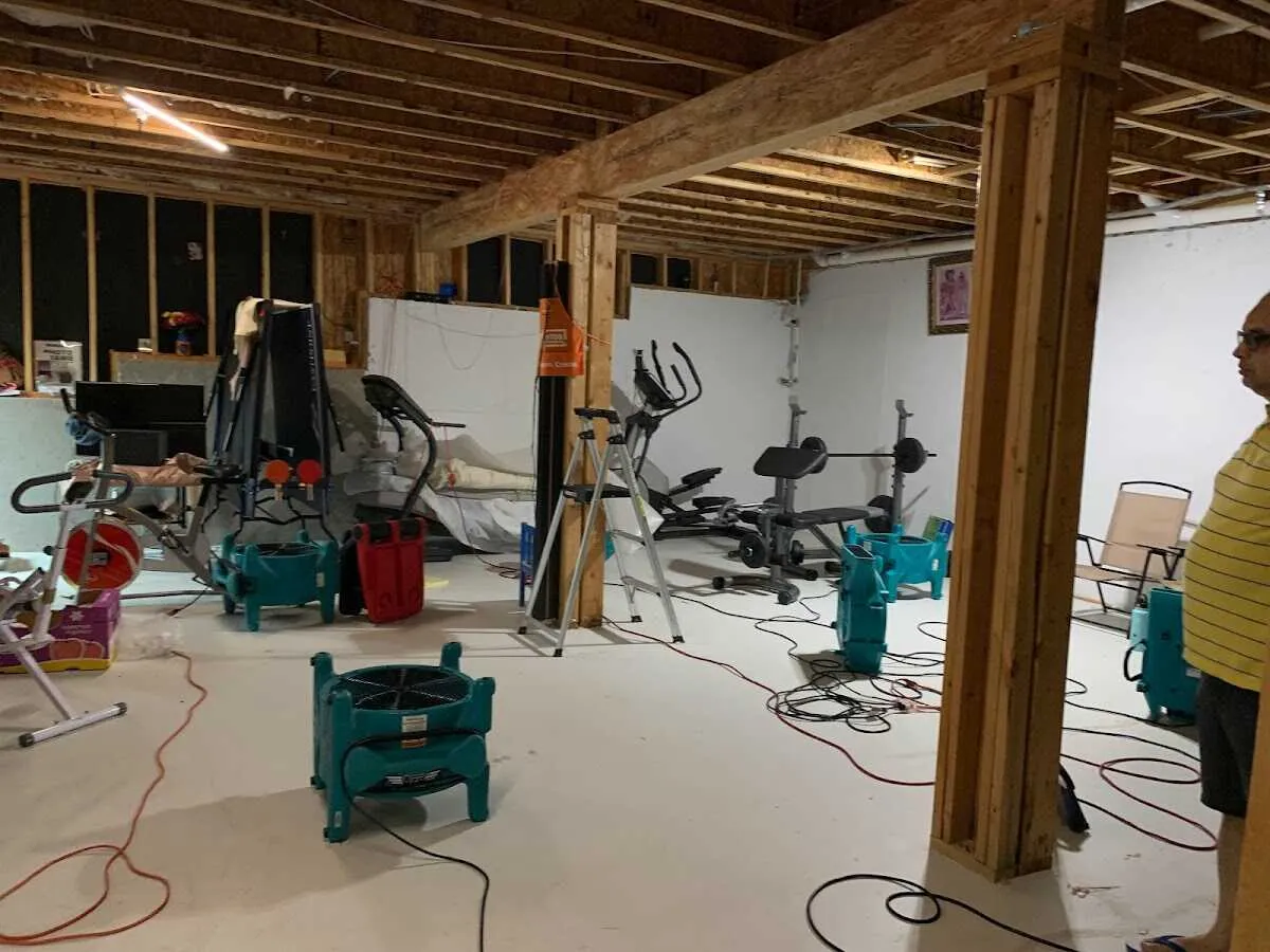 Basement drying equipment setup for Structural Drying in Mukwonago